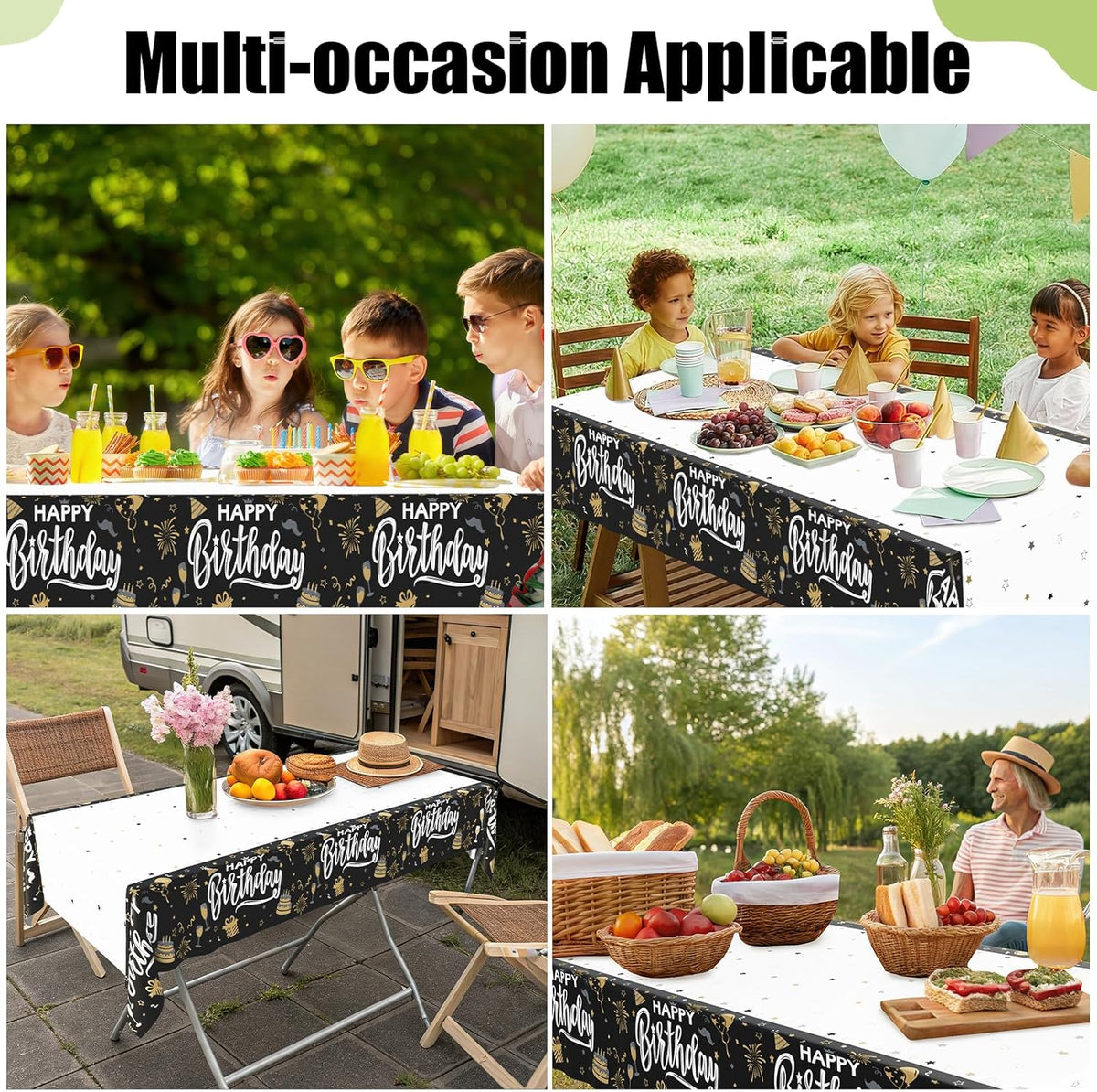 decorUhome Disposable Halloween Tablecloth - 6 Pack, Happy Birthday