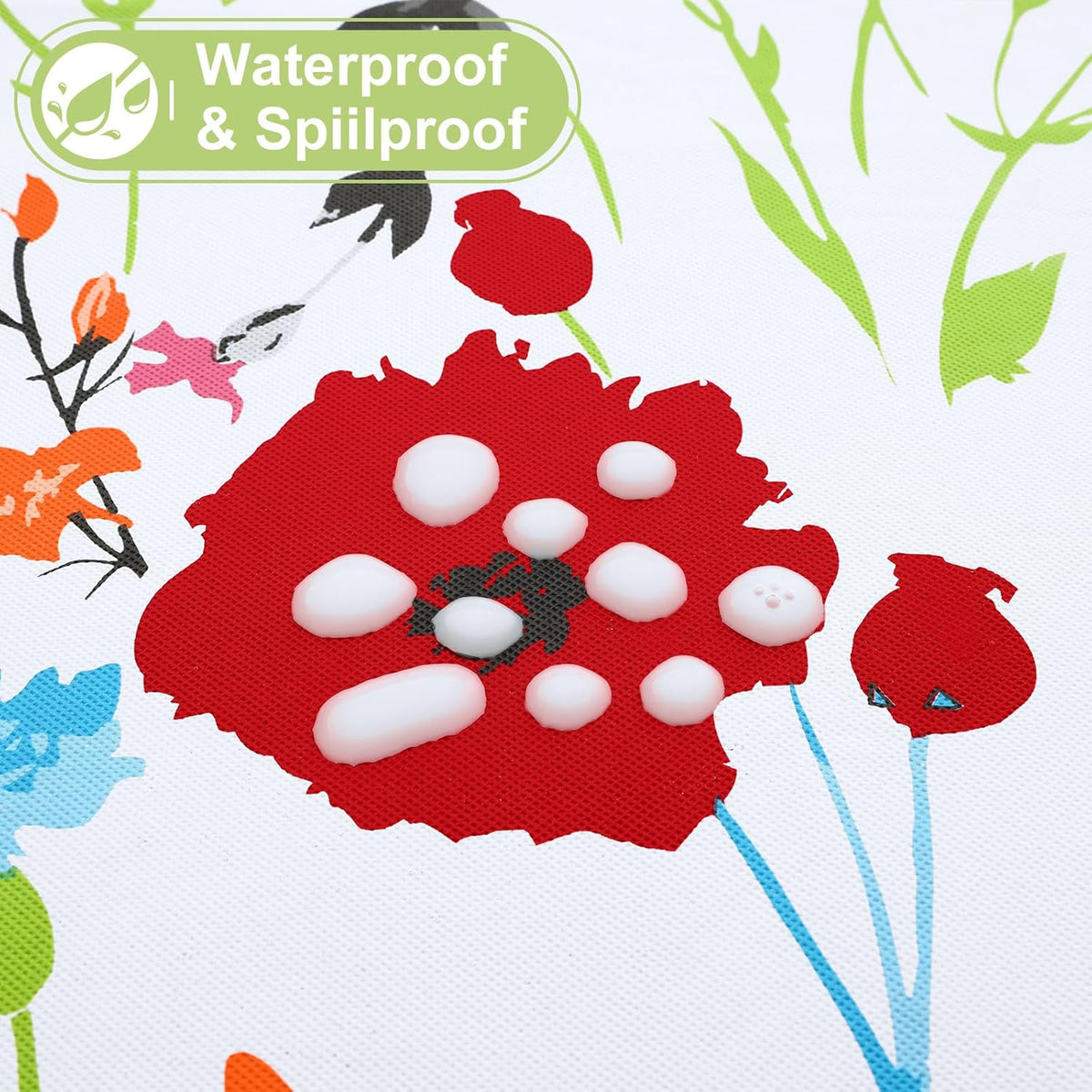 Smile Bee Waterproof Vinyl Tablecloth, Rectangle Table Cover with Flannel Backing