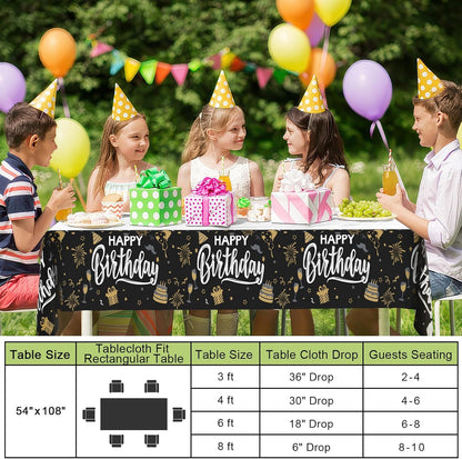 decorUhome Disposable Halloween Tablecloth - 6 Pack, Happy Birthday