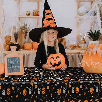 decorUhome Disposable Halloween Tablecloth - 6 Pack, Pumpkin Skull