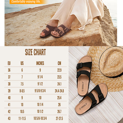 Litfun Women's Cork Footbed Slide Sandals