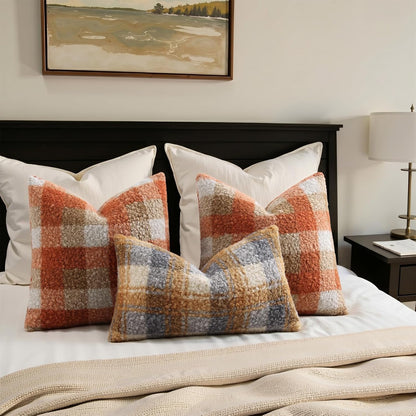 decorUhome 16x16 Inch Pack of 2 Boho Plaid Textured Pillow Covers