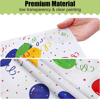 decorUhome Disposable Halloween Tablecloth - 6 Pack, Colorful Balloons