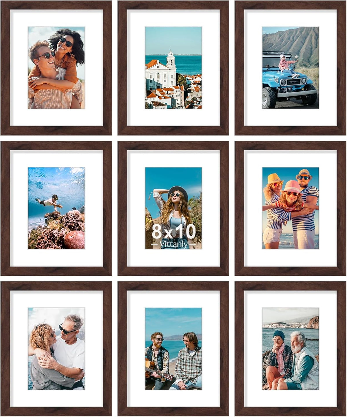 decorUhome 8x10 Black Picture Frame Set of 9