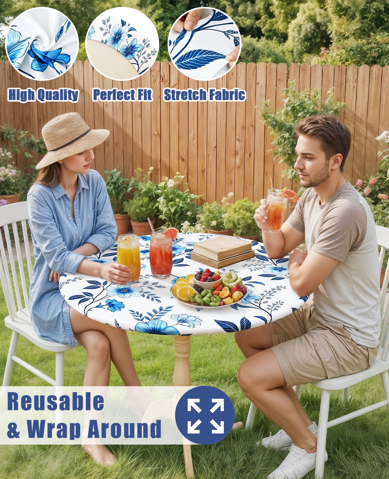 decorUhome Round Spandex Fitted Tablecloth