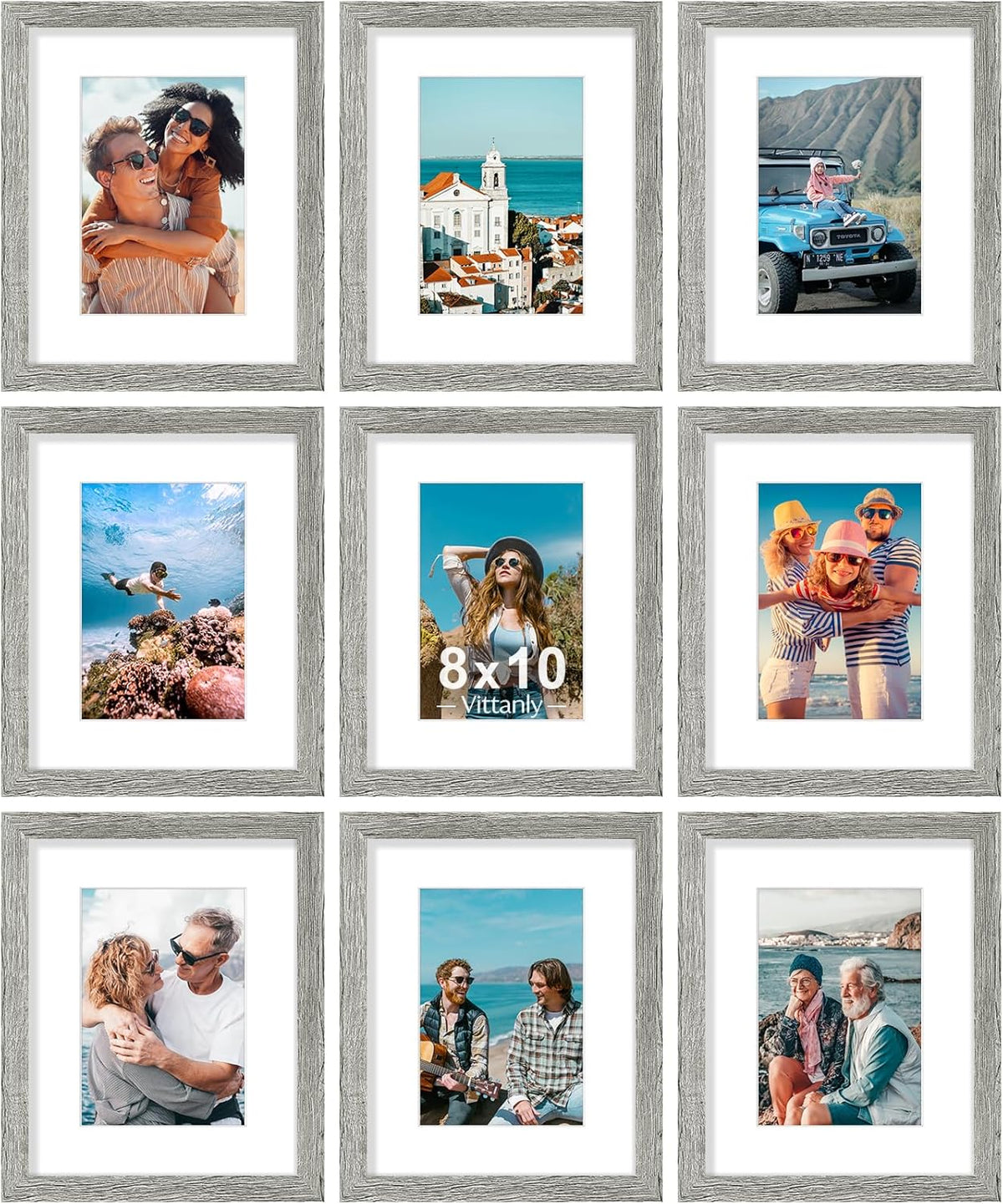 decorUhome 8x10 Black Picture Frame Set of 9