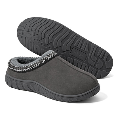 Litfun Men's Memory Foam Fuzzy Slippers Indoor Outdoor Comfy House Shoes Slip on
