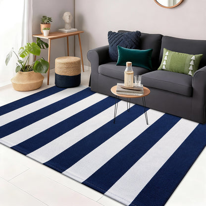 Buganda Black and White Striped Area Rug