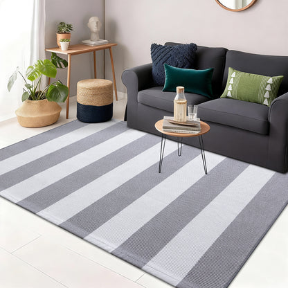 Buganda Black and White Striped Area Rug