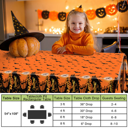 decorUhome Disposable Halloween Tablecloth - 6 Pack, Pumpkin Bat