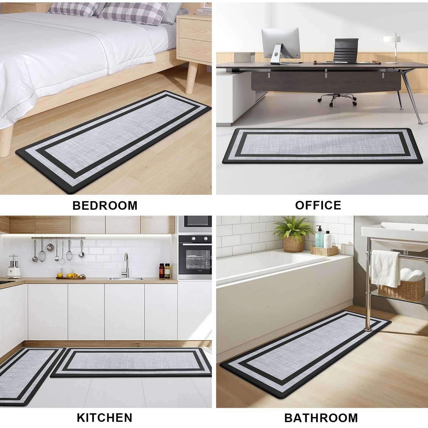Buganda Kitchen Mats Anti Fatigue, 17.3"x29", Black