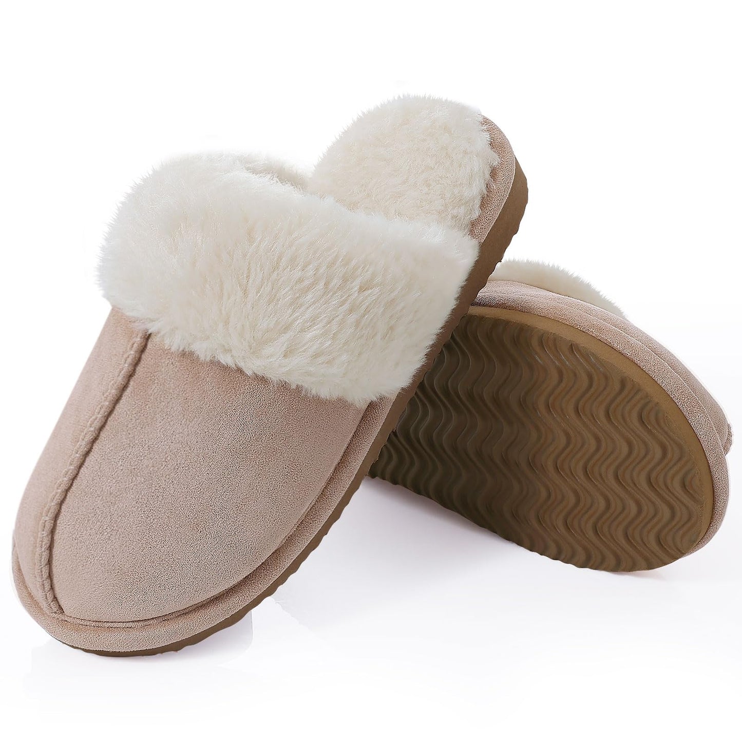 Crestar Women's Fuzzy Slippers with Memory Foam, Winter Warm Slip on House Shoes Indoor and Outdoor,