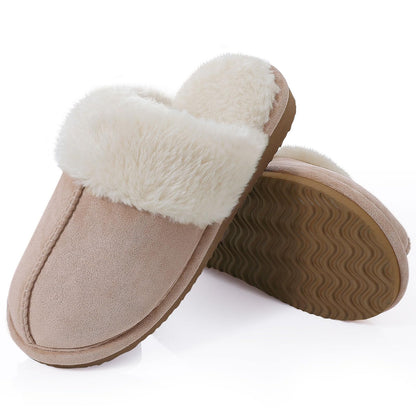 Crestar Women's Fuzzy Slippers with Memory Foam, Winter Warm Slip on House Shoes Indoor and Outdoor,
