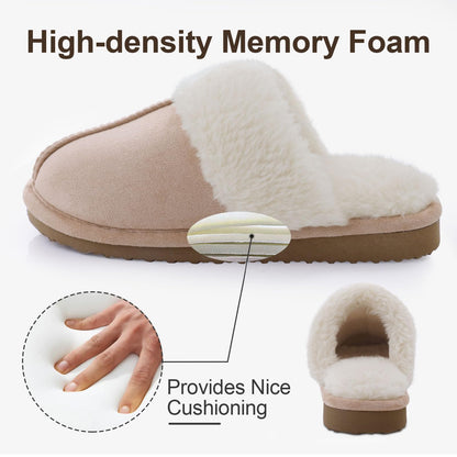 Crestar Women's Fuzzy Slippers with Memory Foam, Winter Warm Slip on House Shoes Indoor and Outdoor,
