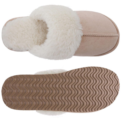 Crestar Women's Fuzzy Slippers with Memory Foam, Winter Warm Slip on House Shoes Indoor and Outdoor,