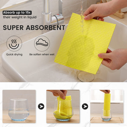 decorUhome Swedish Dishcloths for Kitchen 10 Pack Washable Dish Cloths Reusable Absorbent Cellulose Sponge Cloths, Assorted