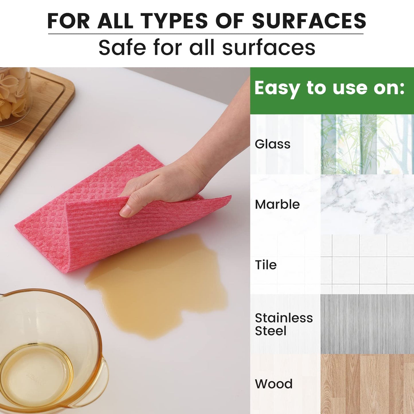 decorUhome Swedish Dishcloths for Kitchen 10 Pack Washable Dish Cloths Reusable Absorbent Cellulose Sponge Cloths, Assorted