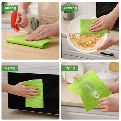 decorUhome Swedish Dishcloths for Kitchen 10 Pack Washable Dish Cloths Reusable Absorbent Cellulose Sponge Cloths, Assorted
