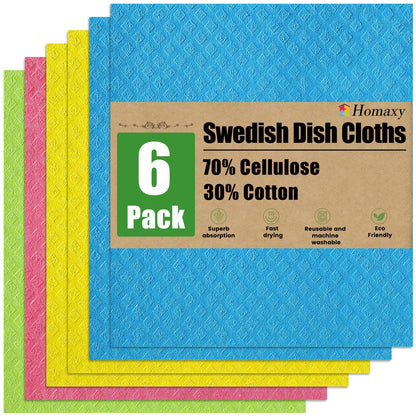 decorUhome Swedish Dishcloths for Kitchen 10 Pack Washable Dish Cloths Reusable Absorbent Cellulose Sponge Cloths, Assorted