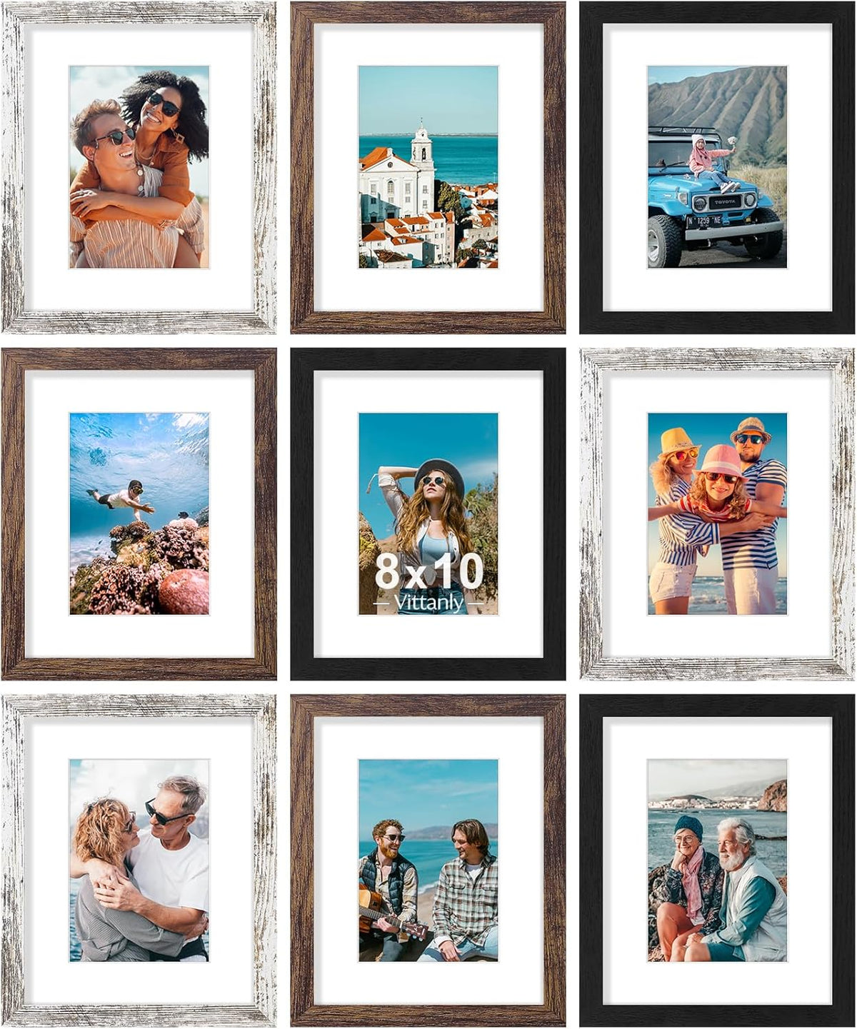 decorUhome 8x10 Black Picture Frame Set of 9