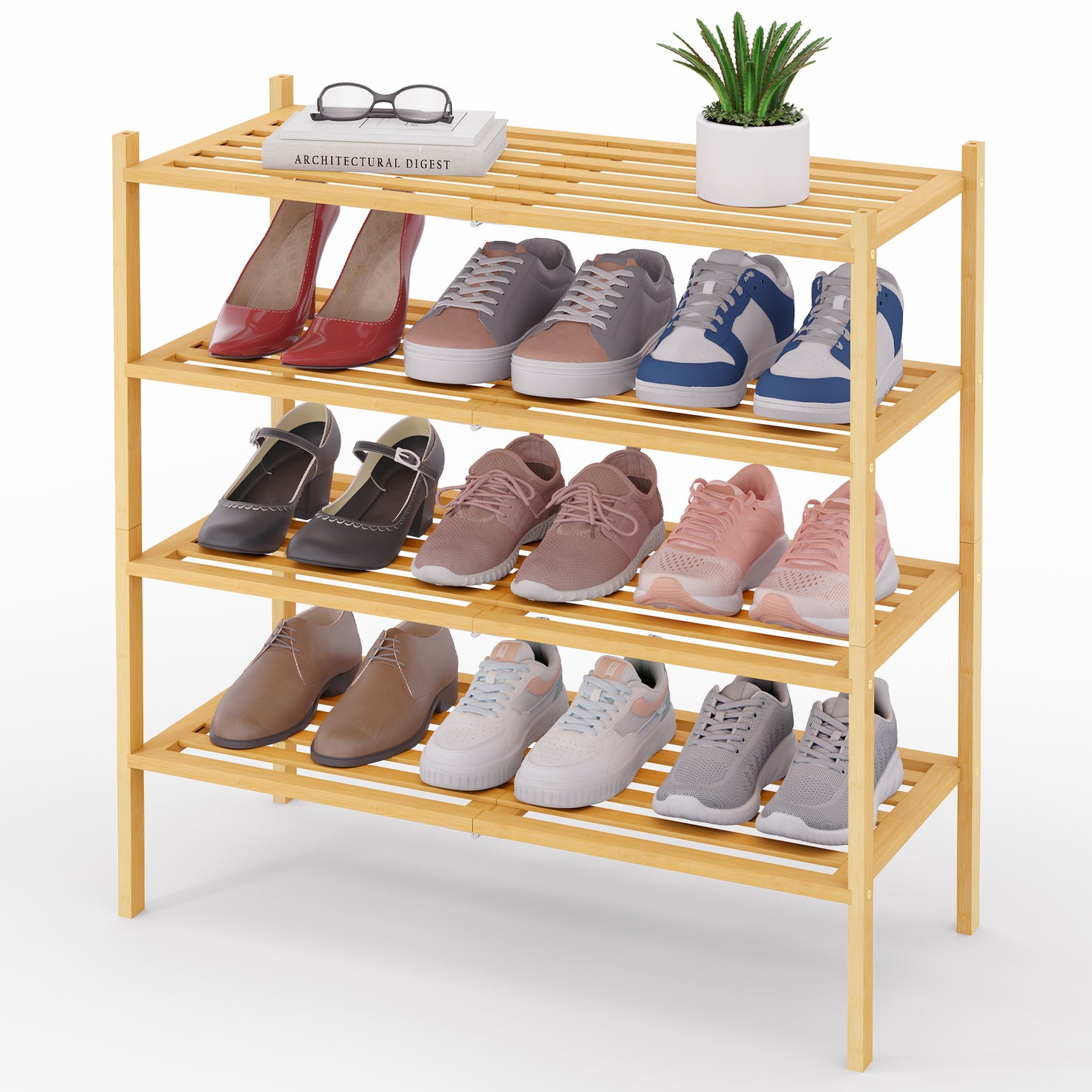 Smiry Stackable Bamboo Shoe Rack