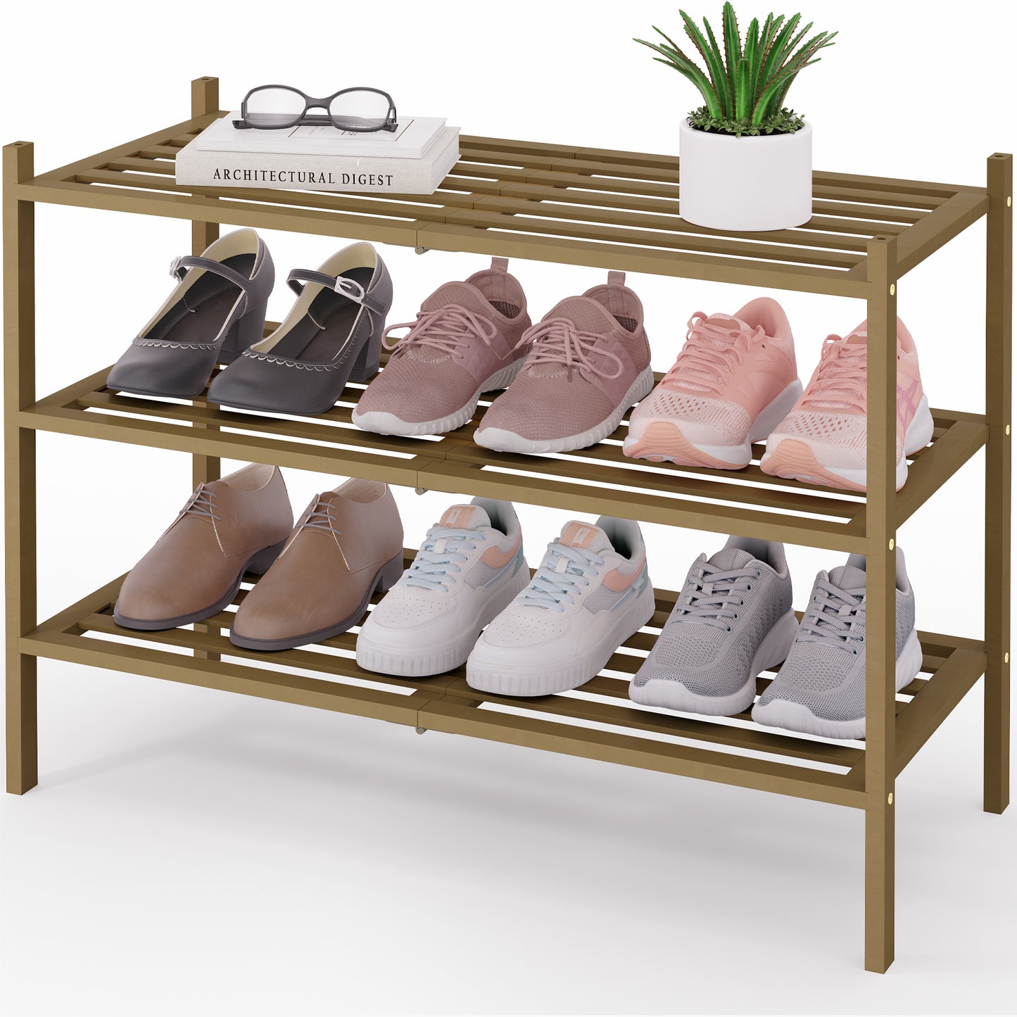 Smiry Stackable Bamboo Shoe Rack
