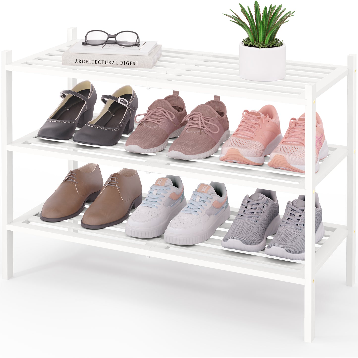 Smiry Stackable Bamboo Shoe Rack
