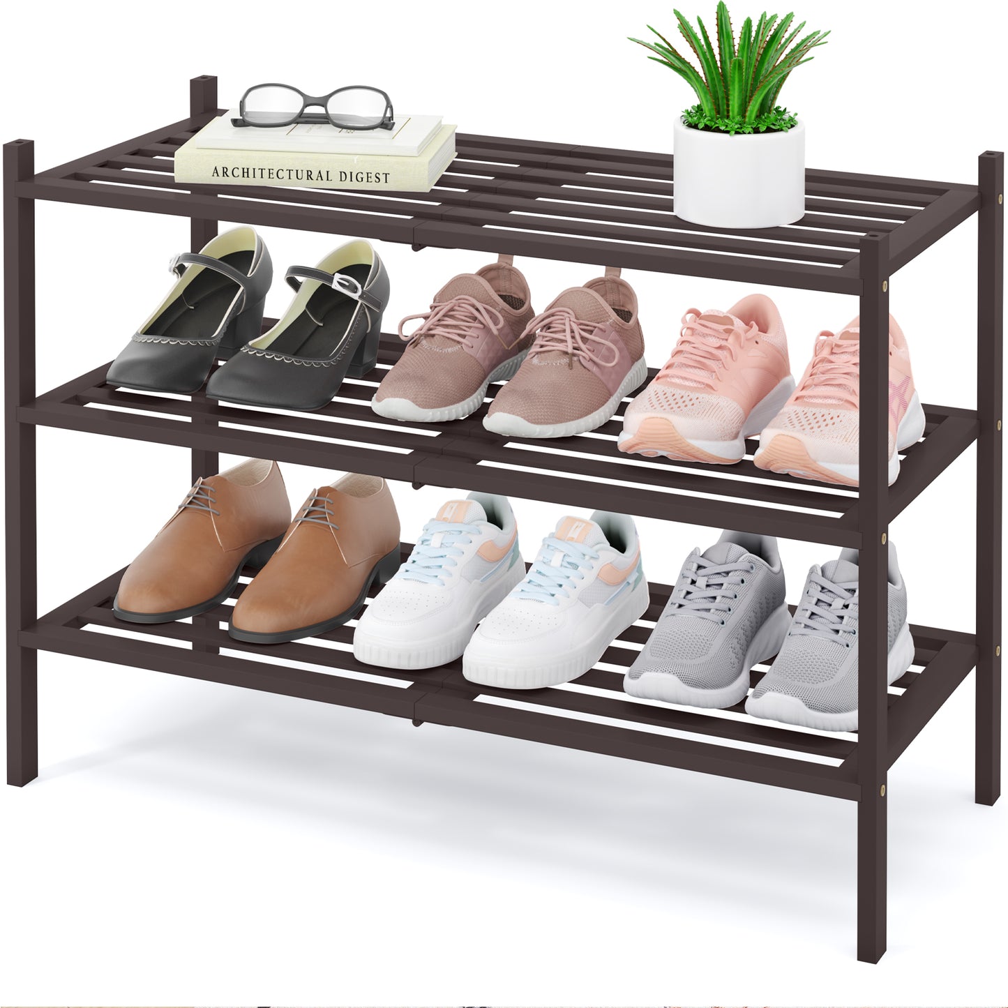 Smiry Stackable Bamboo Shoe Rack