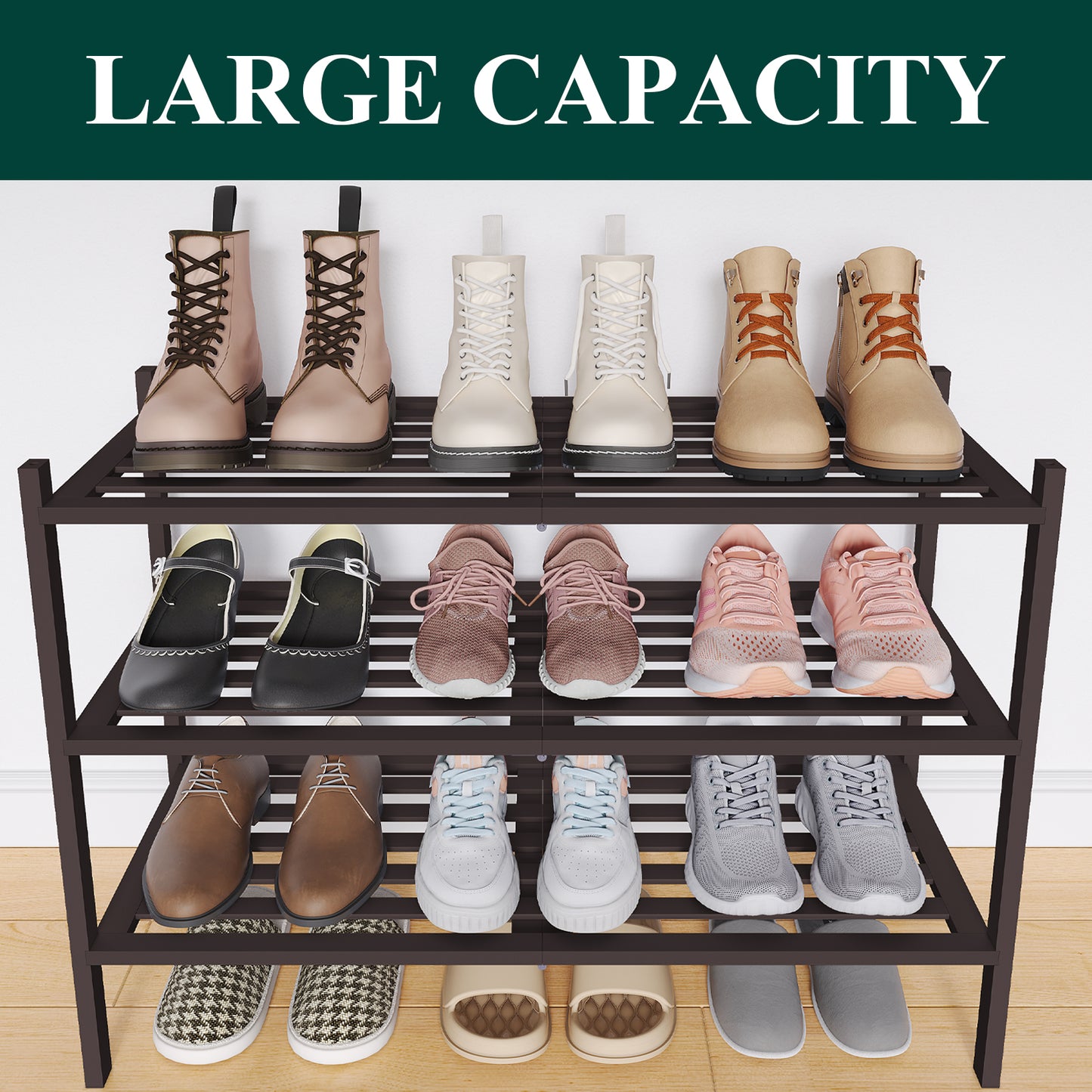 Smiry Stackable Bamboo Shoe Rack