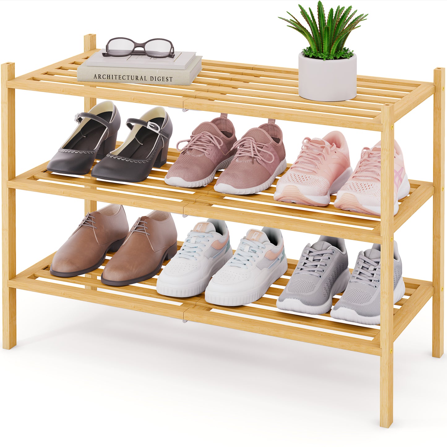 Smiry Stackable Bamboo Shoe Rack