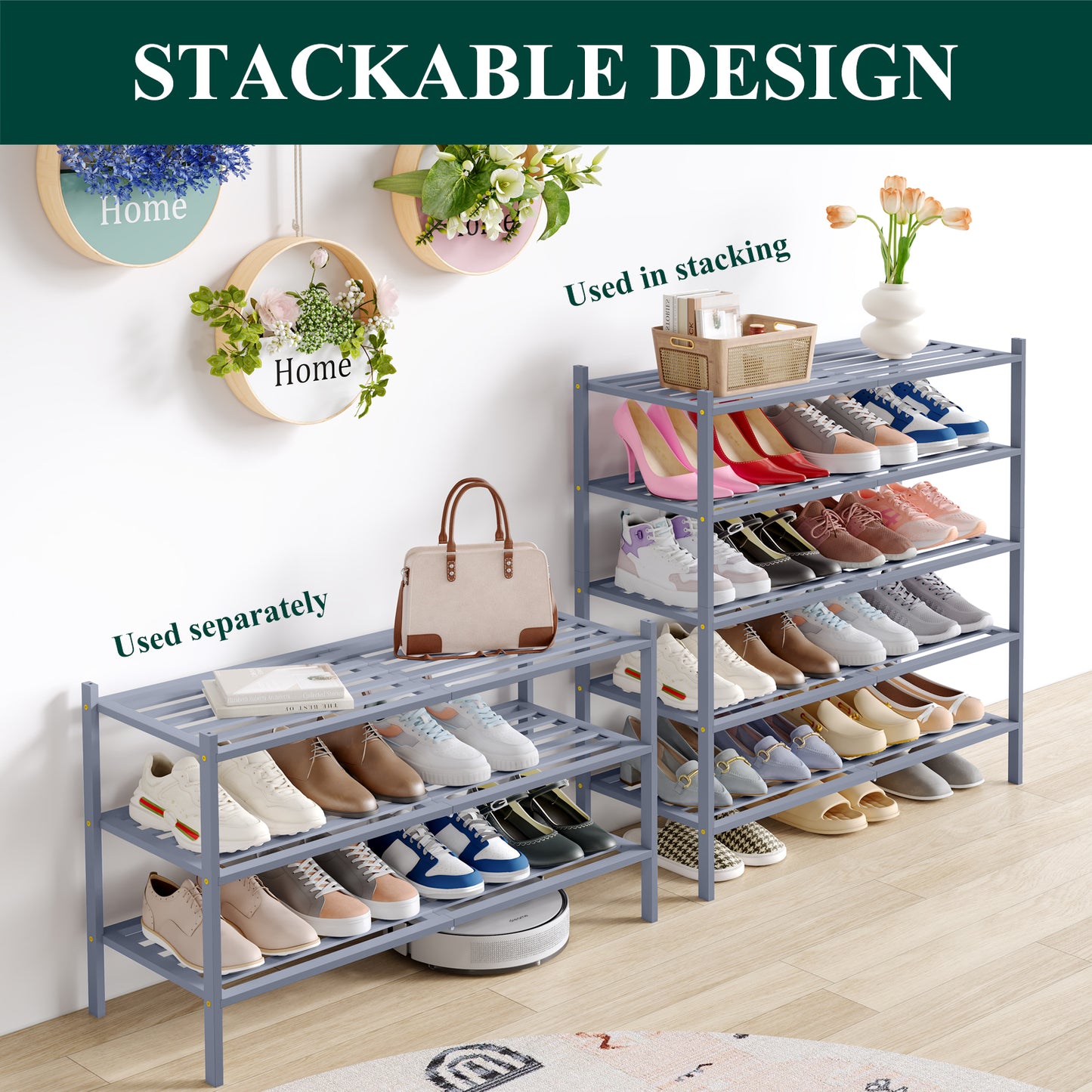 Smiry Stackable Bamboo Shoe Rack
