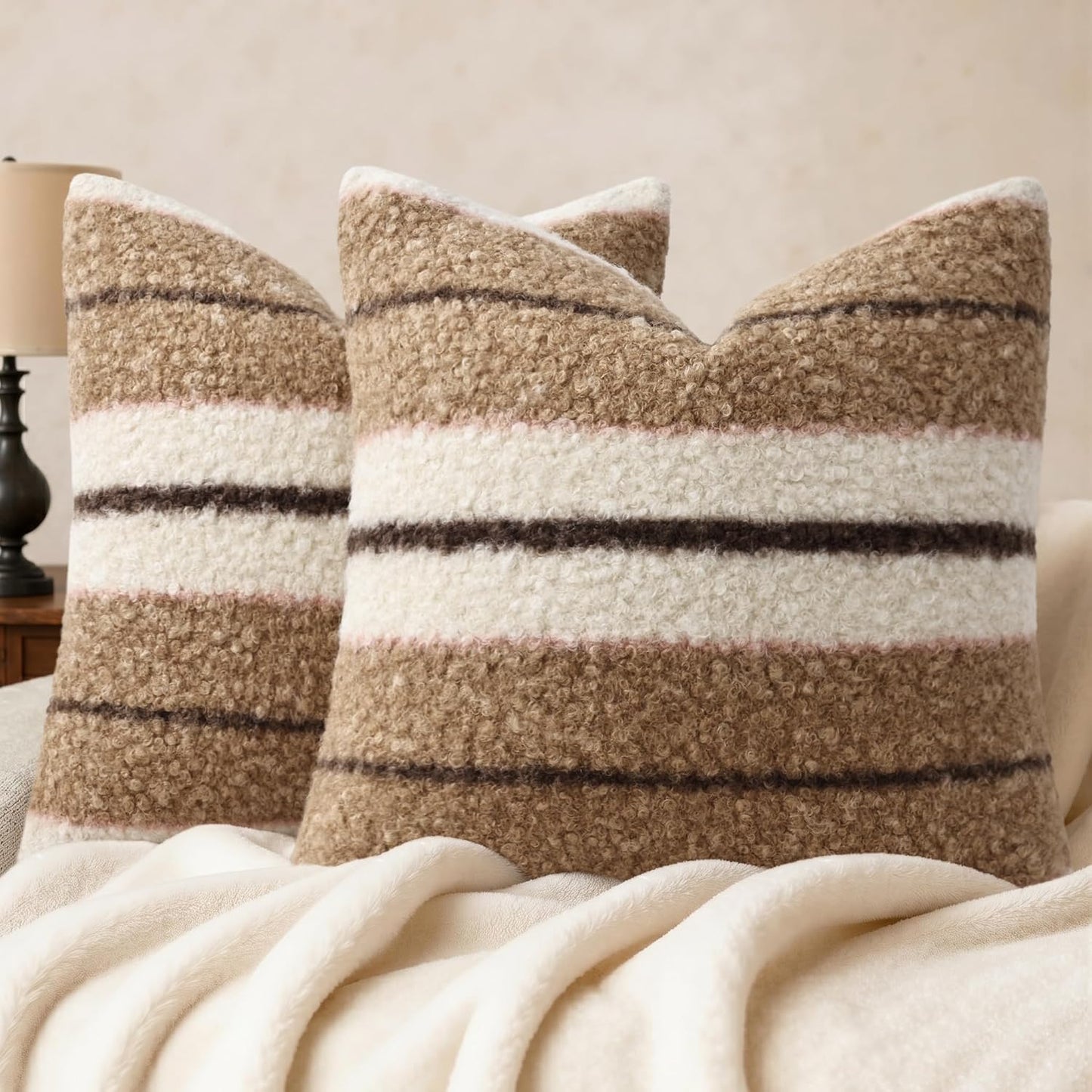 decorUhome 16x16 Inch Pack of 2 Boho Plaid Textured Pillow Covers