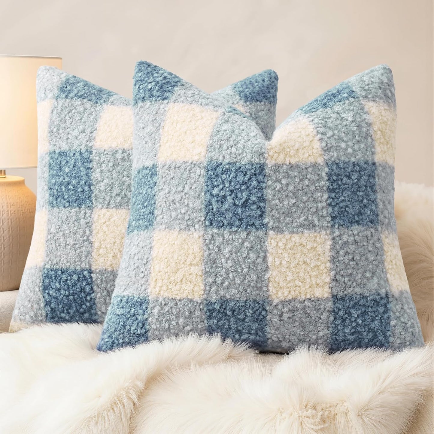 decorUhome 16x16 Inch Pack of 2 Boho Plaid Textured Pillow Covers