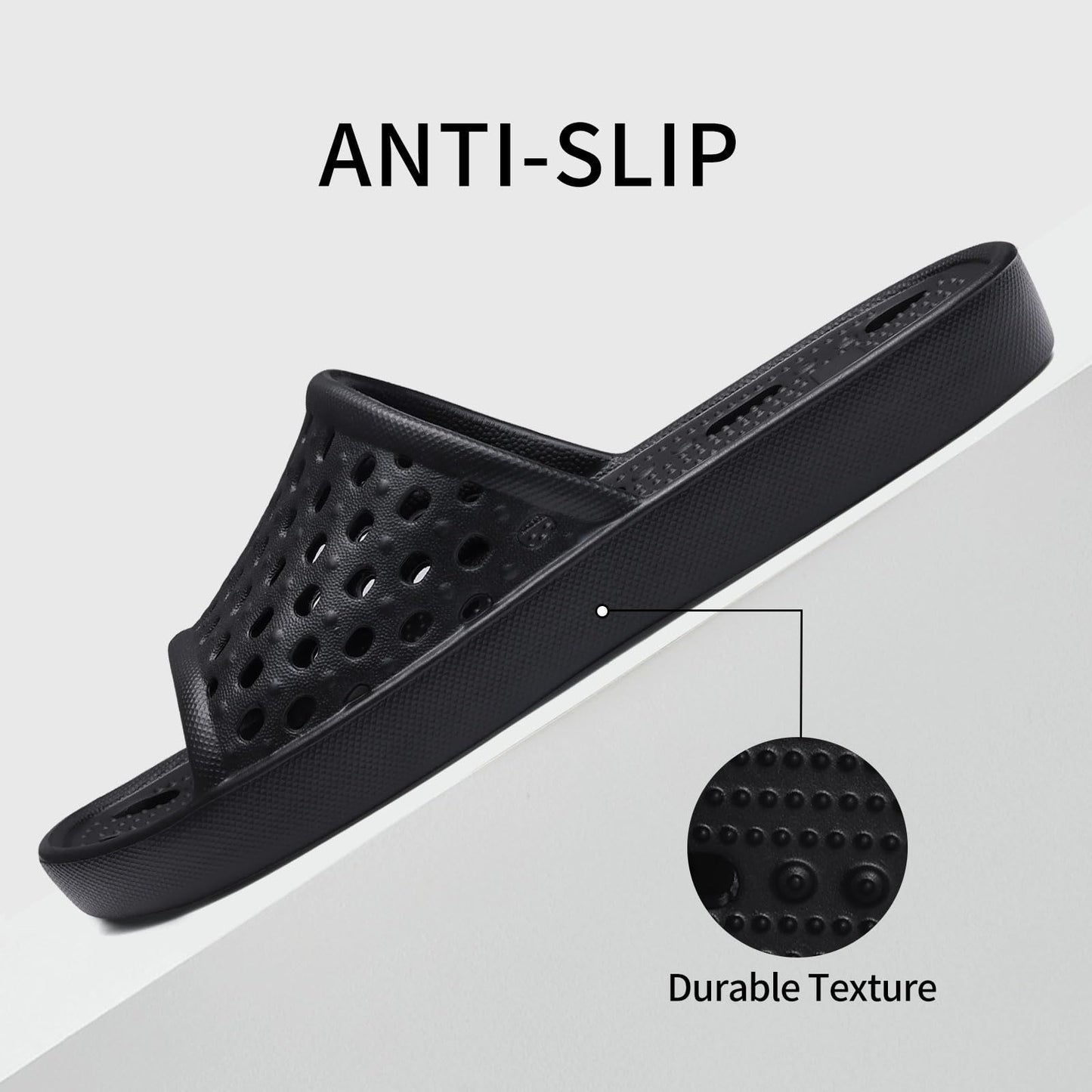 Comwarm Shower Shoes for Women Men, Quick Drying Non-Slip Bath Slide Shower Sandals with Drain Holes