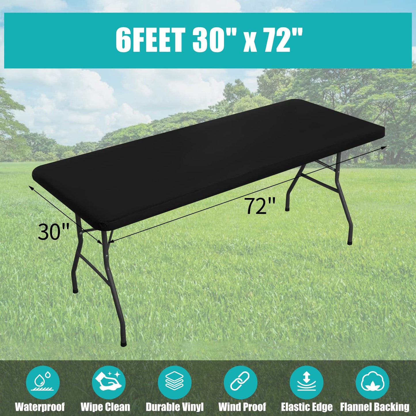 decorUhome Waterproof Vinyl Fitted Table Cloth For Rectangle Tablecloth