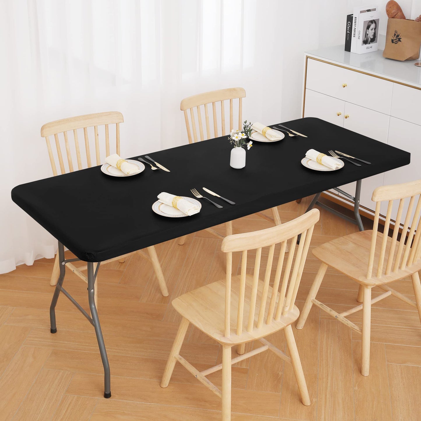 decorUhome Waterproof Vinyl Fitted Table Cloth For Rectangle Tablecloth