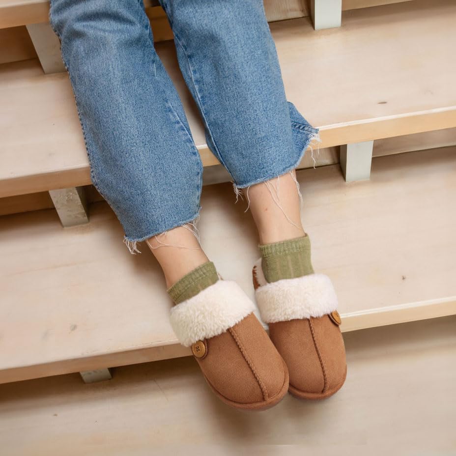 Comwarm Fuzzy Slippers for Women Memory Foam Winter Warm House Shoes Indoor Outdoor