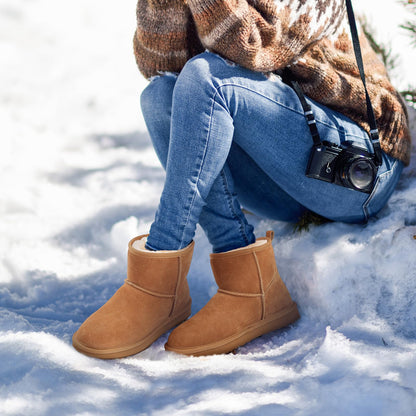 Litfun Suede Boots for Women Winter Ankle Booties Slippers House Shoes