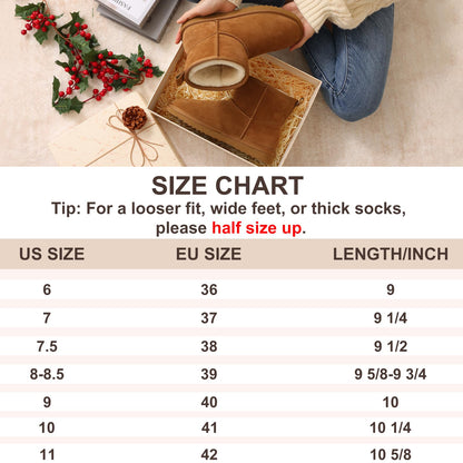 Litfun Suede Boots for Women Winter Ankle Booties Slippers House Shoes