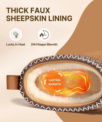 bebealy Genuine Suede Fuzzy Slippers for Women Winter Warm House Shoes