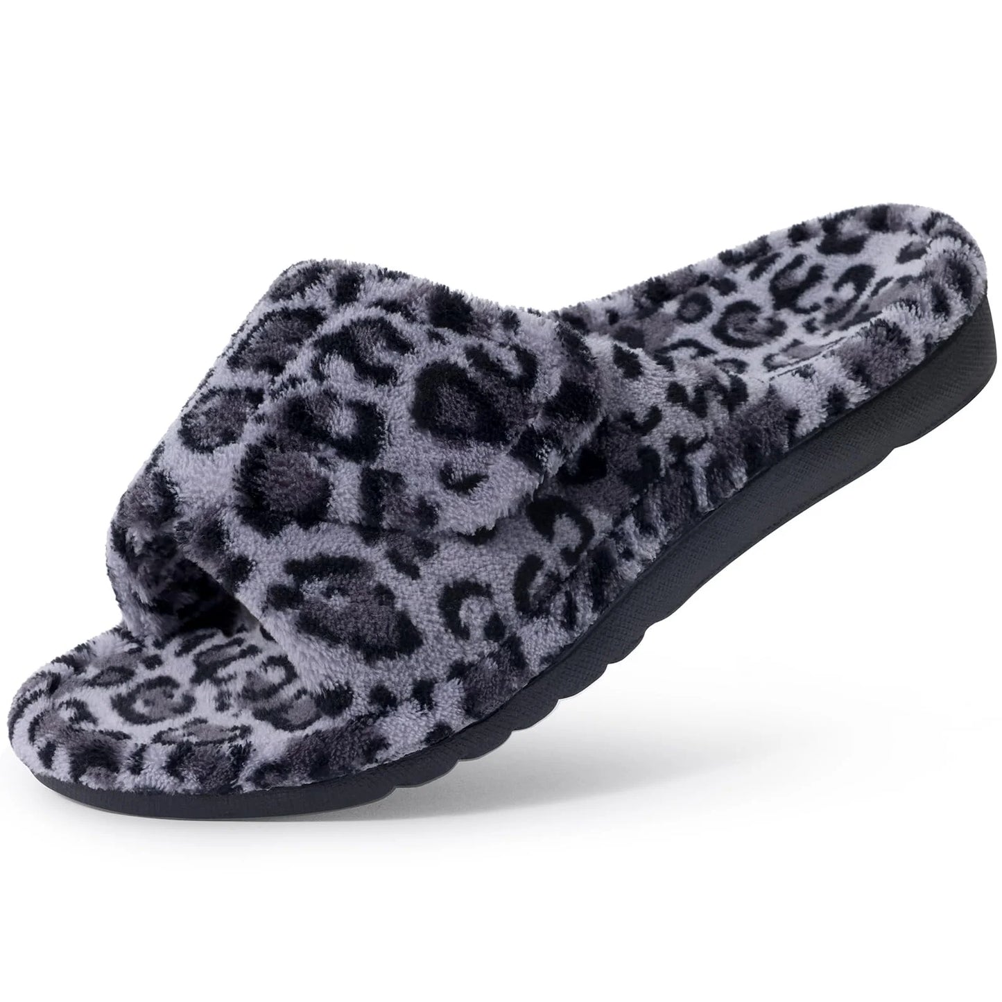 Comwarm Women's Orthotic Arch Support Slippers Fuzzy Adjustable Orthopedic Slippers for Plantar Fasciitis Furry Slide for Ladies