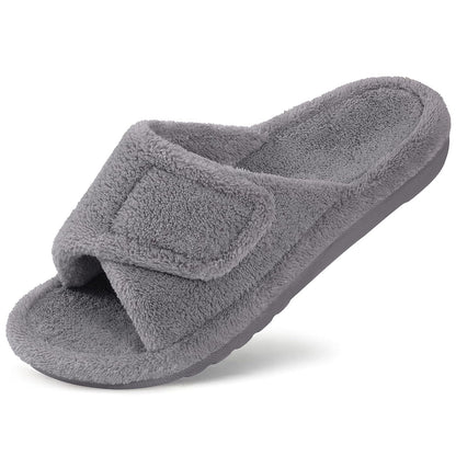 Comwarm Women's Orthotic Arch Support Slippers Fuzzy Adjustable Orthopedic Slippers for Plantar Fasciitis Furry Slide for Ladies