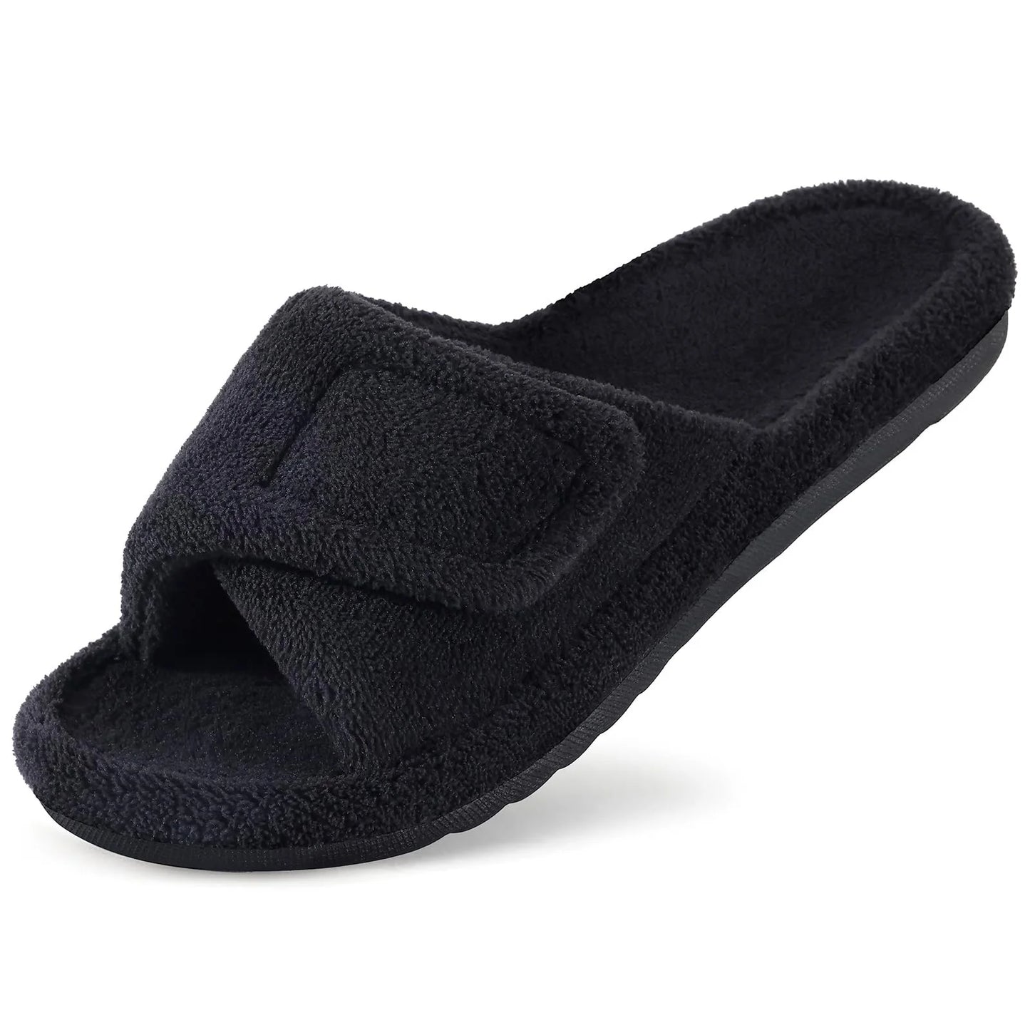 Comwarm Women's Orthotic Arch Support Slippers Fuzzy Adjustable Orthopedic Slippers for Plantar Fasciitis Furry Slide for Ladies