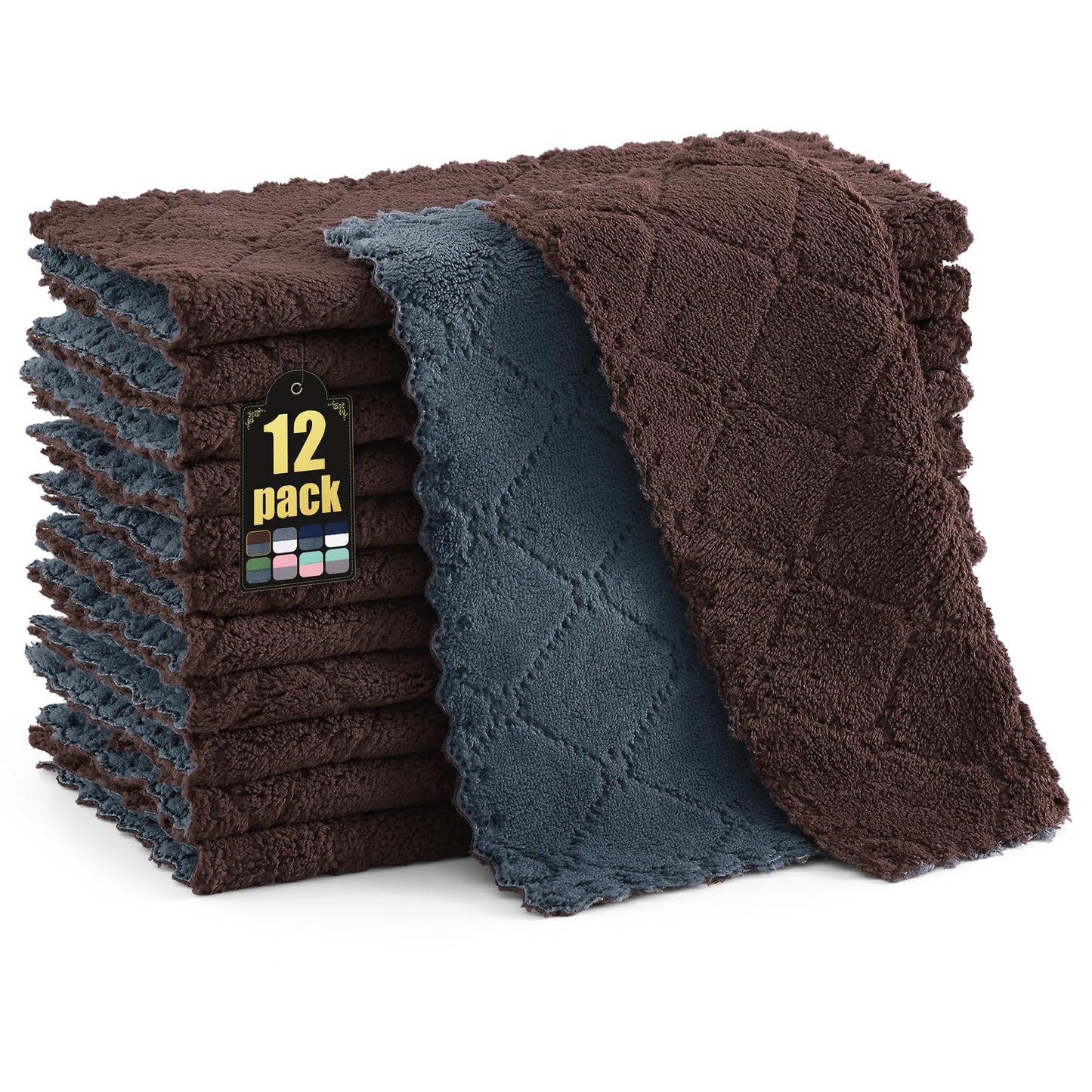 decorUhome 12 Pack Kitchen Dish Towels 10" x 10"