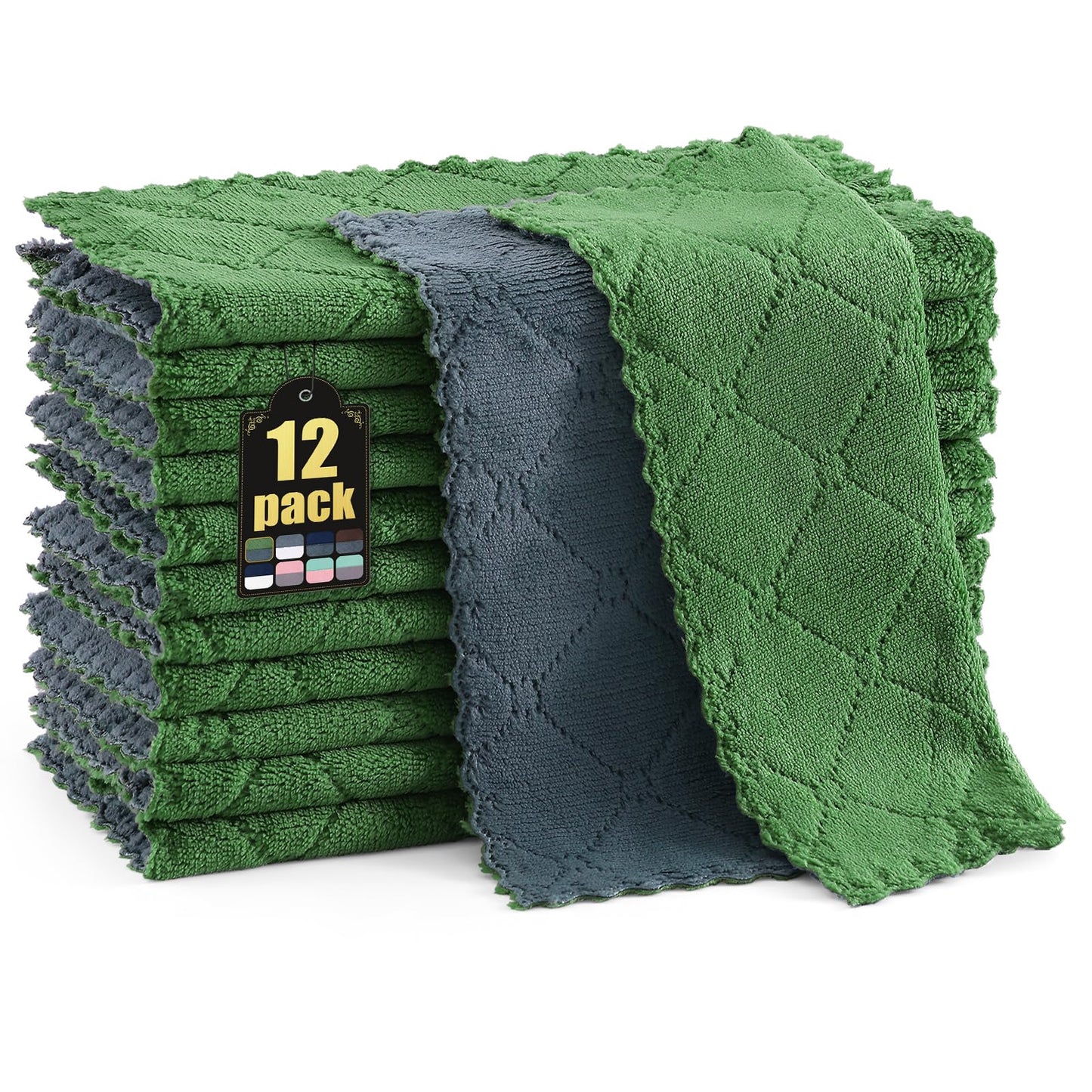 decorUhome 12 Pack Kitchen Dish Towels 10" x 10"