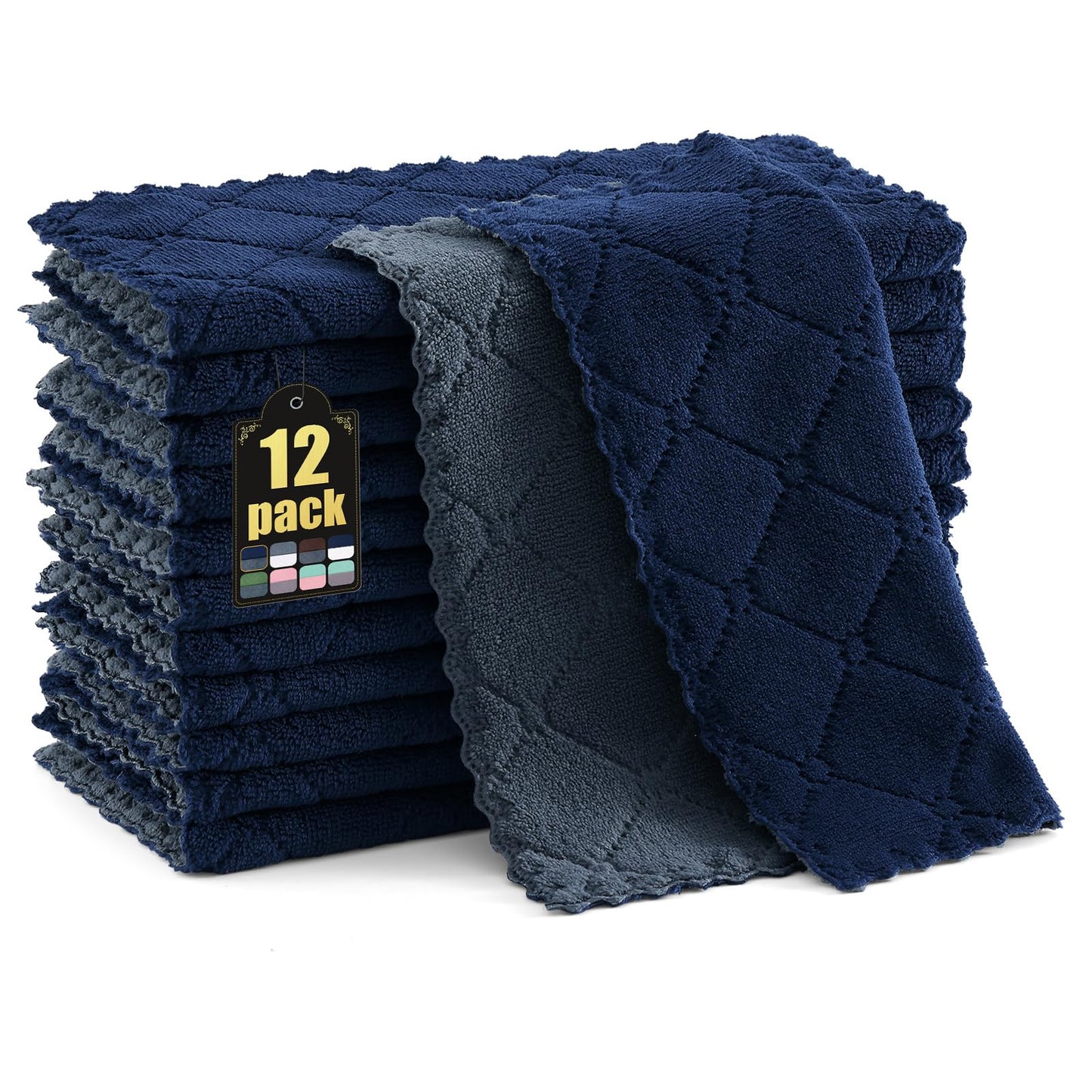 decorUhome 12 Pack Kitchen Dish Towels 10" x 10"