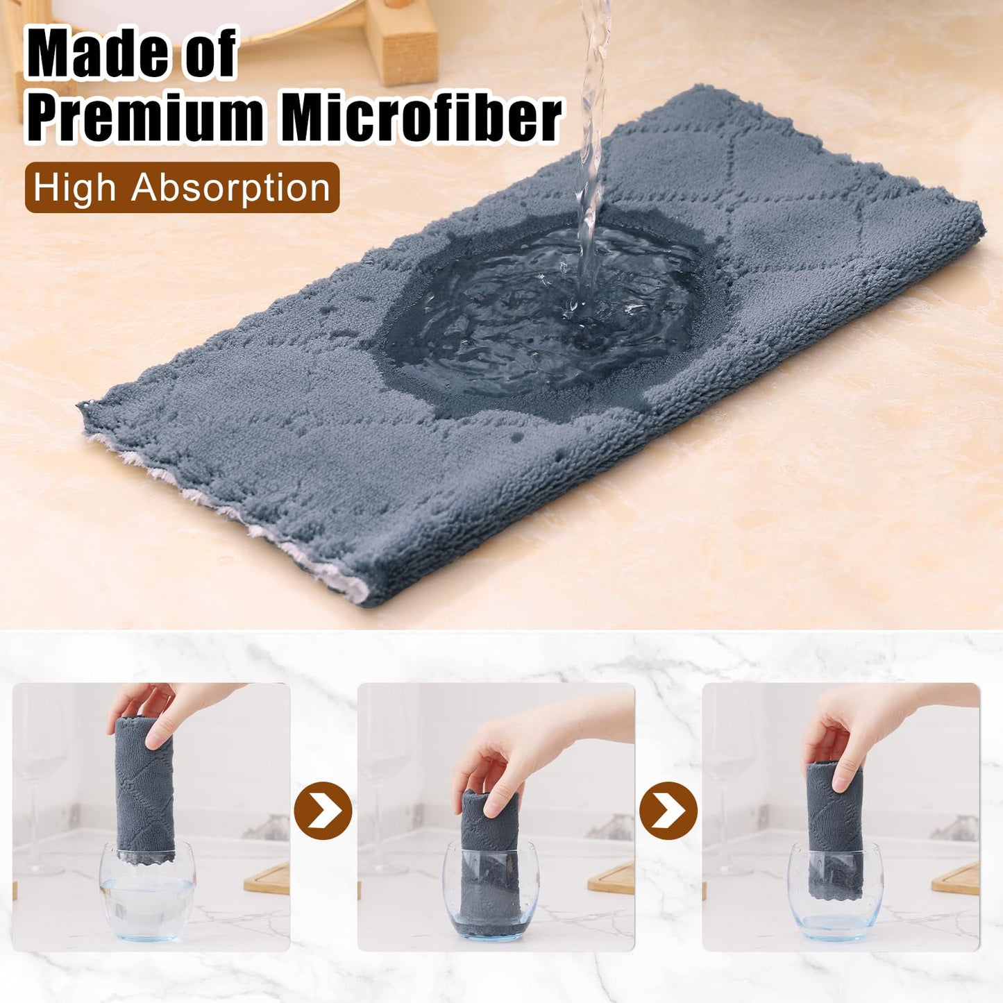 decorUhome 12 Pack Kitchen Dish Towels 10" x 10"