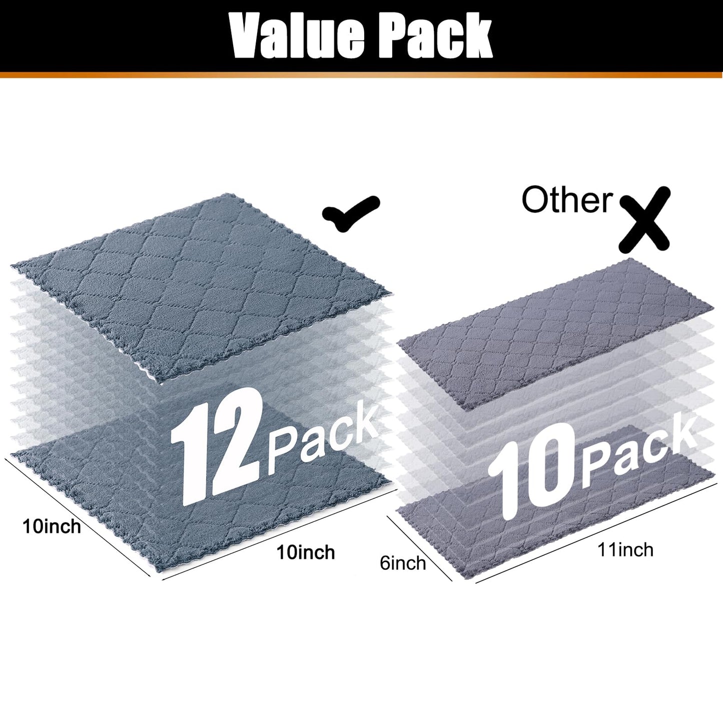 decorUhome 12 Pack Kitchen Dish Towels 10" x 10"