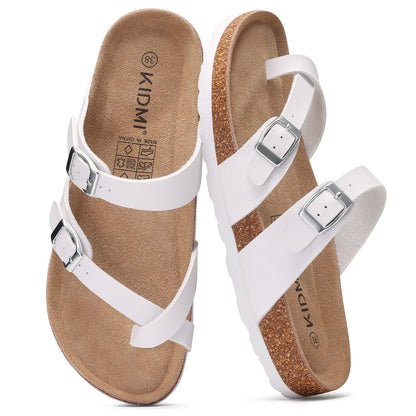 Litfun Suede Cork Footbed Sandals for Women Summer Arch Support Slide Sandals with Adjustable Buckles