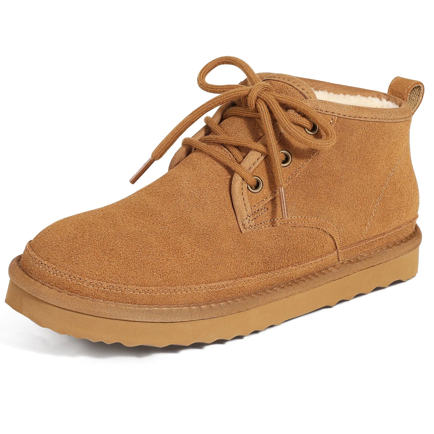 Smile Popcorn Snow Boots for Women Winter Suede Boots Fur Lined Ankle Boots Warm Lace Up Booties